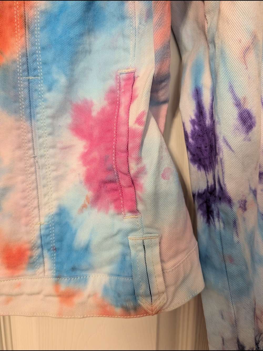 Route 66 Multicolor Tie Dye Jean Jacket Vintage - Picture 7 of 8